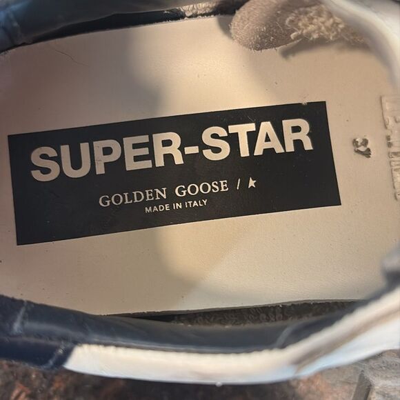 Golden Goose & Dust Bag Super Star White, Gray, Blue Leather Sneakers - Picture 13 of 14
